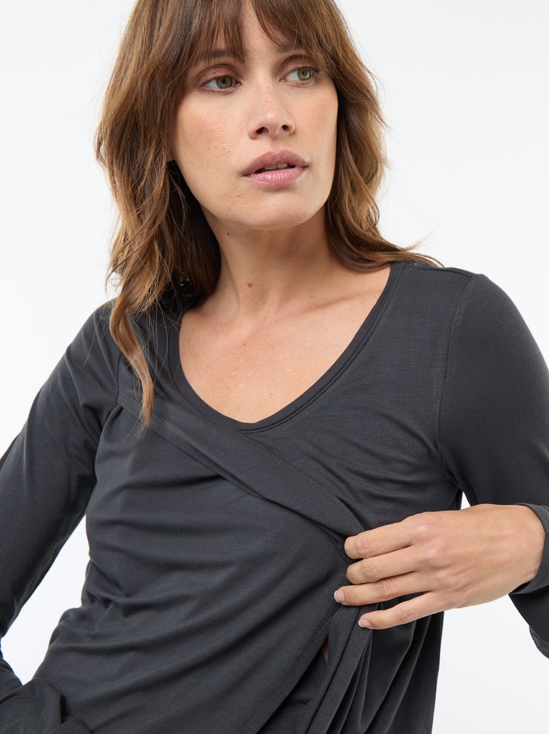 Borstvoedings-T-shirt met gemêleerd effect Zwart - Kiabi