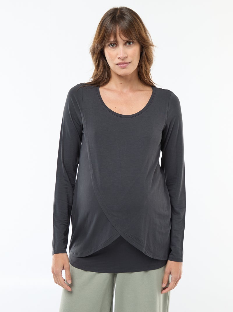 Borstvoedings-T-shirt met gemêleerd effect Zwart - Kiabi