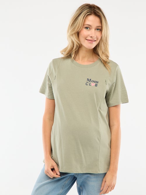 Borstvoedings-T-shirt met korte mouw en print - Kiabi