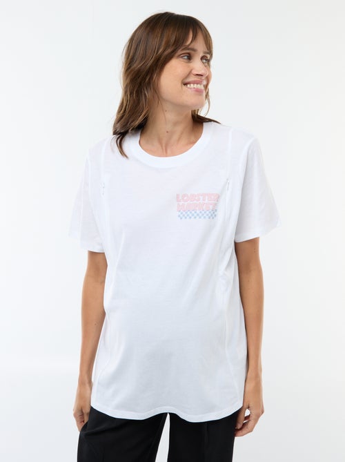 Borstvoedings-T-shirt met korte mouw en print - Kiabi