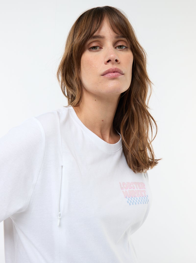 Borstvoedings-T-shirt met korte mouw en print Wit - Kiabi