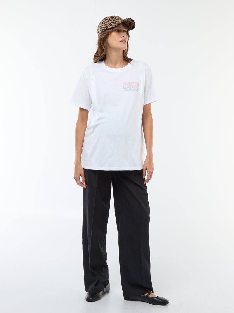 Borstvoedings-T-shirt met korte mouw en print Wit - Kiabi