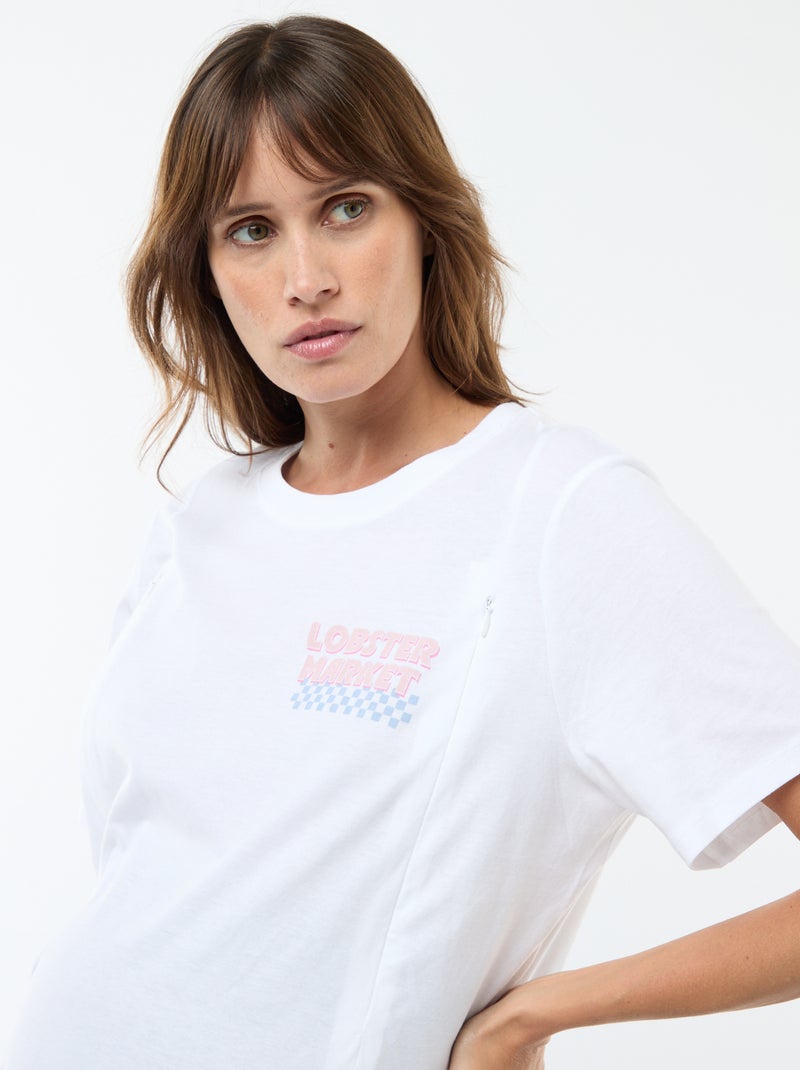 Borstvoedings-T-shirt met korte mouw en print Wit - Kiabi