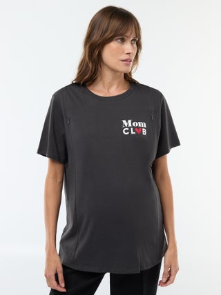 Borstvoedings-T-shirt met korte mouw en print