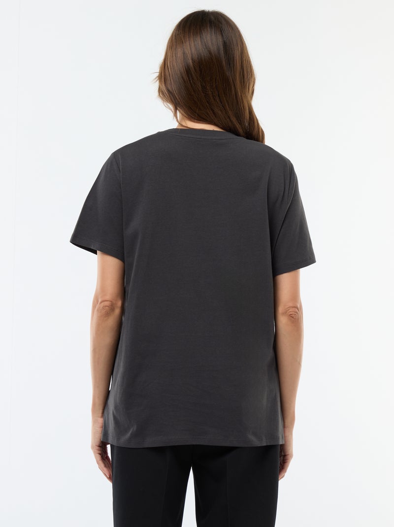 Borstvoedings-T-shirt met korte mouw en print Zwart - Kiabi