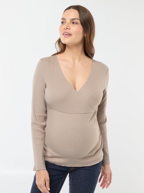 Borstvoedings-T-shirt met overslag - Kiabi