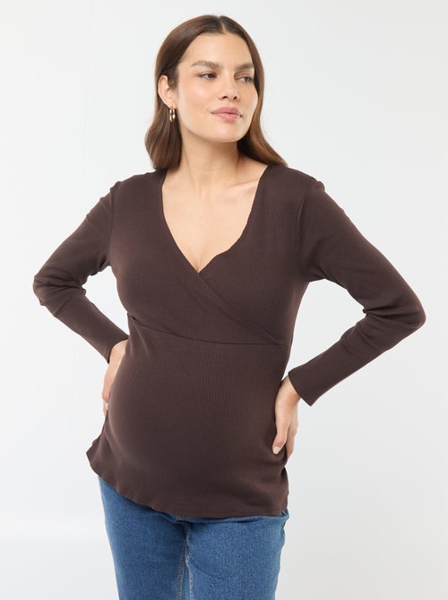 Borstvoedings-T-shirt met overslag - Kiabi