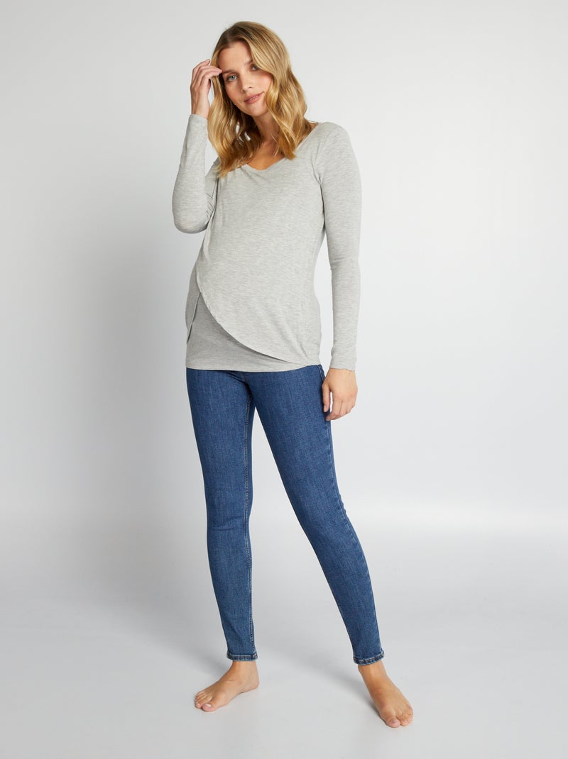 Borstvoedings-T-shirt met overslag GRIJS - Kiabi