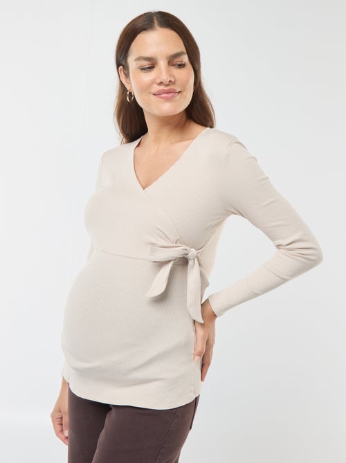 Borstvoedings-T-shirt met overslag - Kiabi