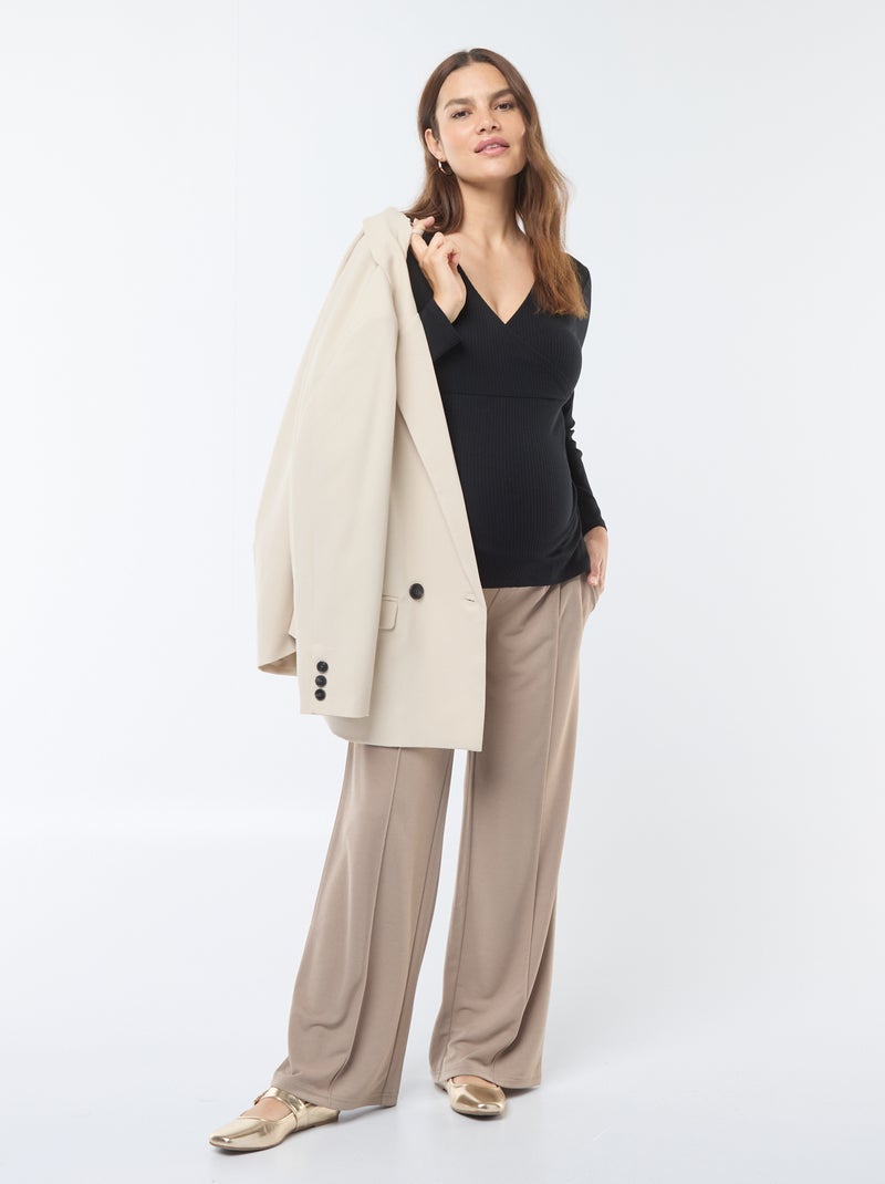 Borstvoedings-T-shirt met overslag Zwart - Kiabi