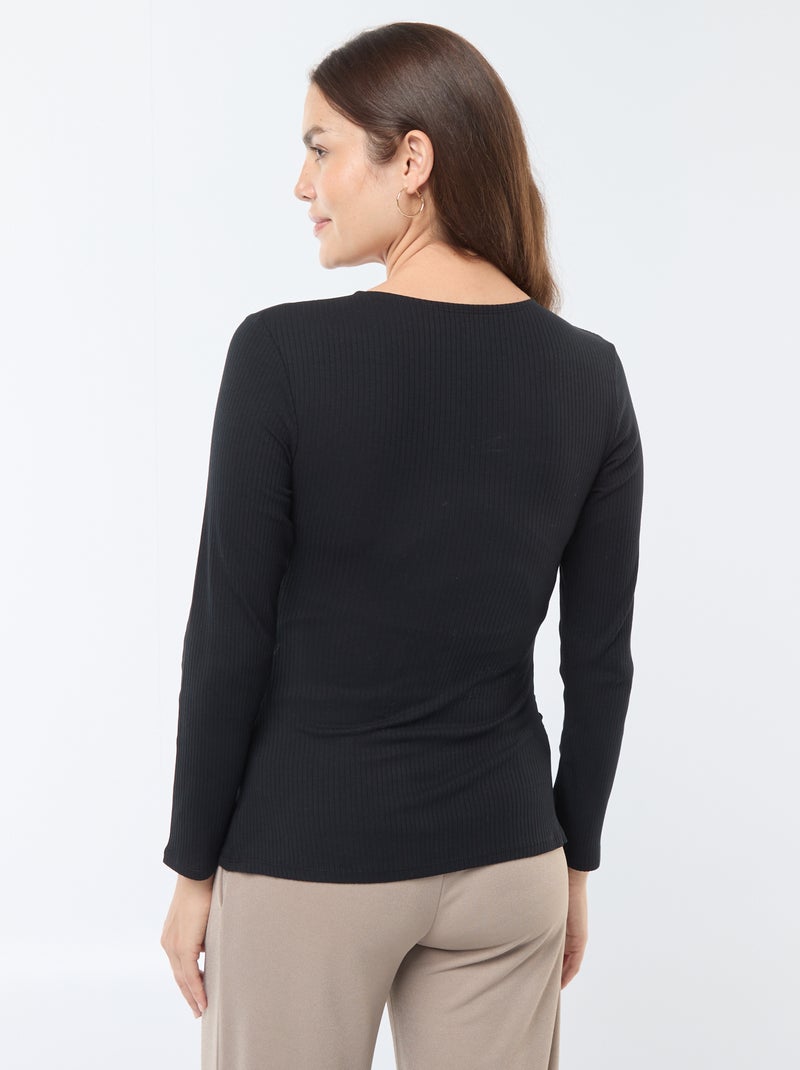 Borstvoedings-T-shirt met overslag Zwart - Kiabi