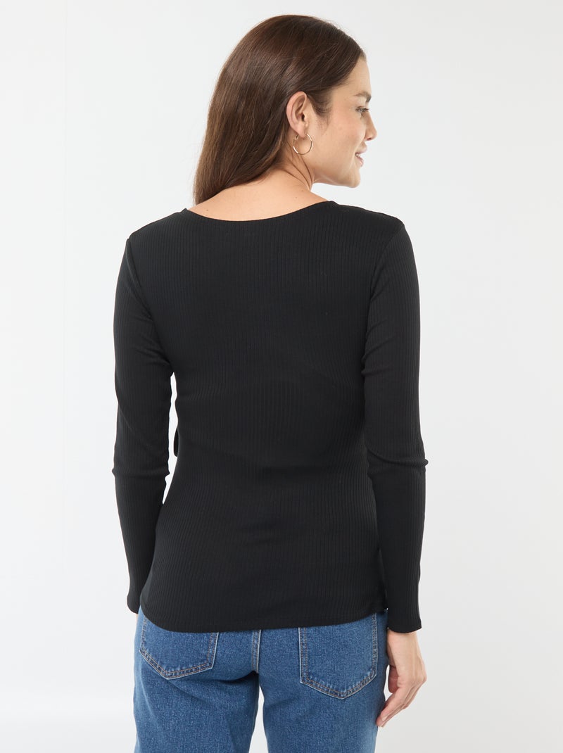 Borstvoedings-T-shirt met overslag zwart - Kiabi