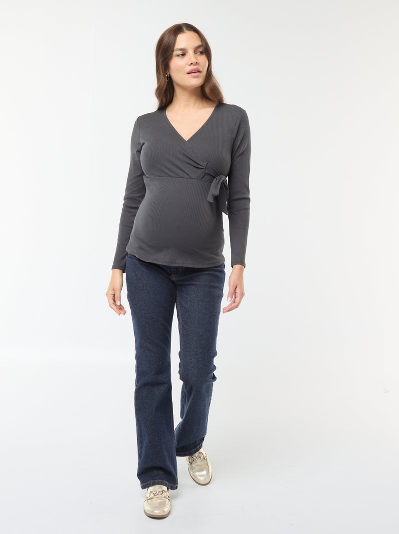 Borstvoedings-T-shirt met overslag Zwart - Kiabi