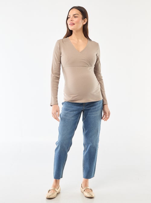 Borstvoedings-T-shirt van ribstof - Kiabi