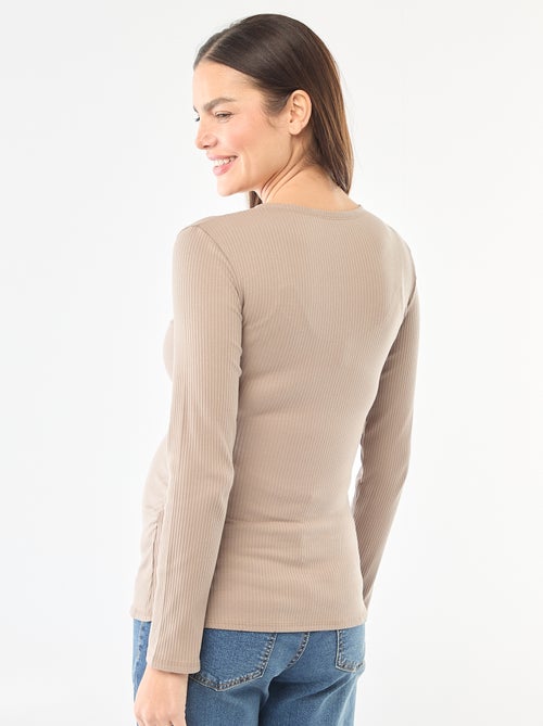 Borstvoedings-T-shirt van ribstof - Kiabi