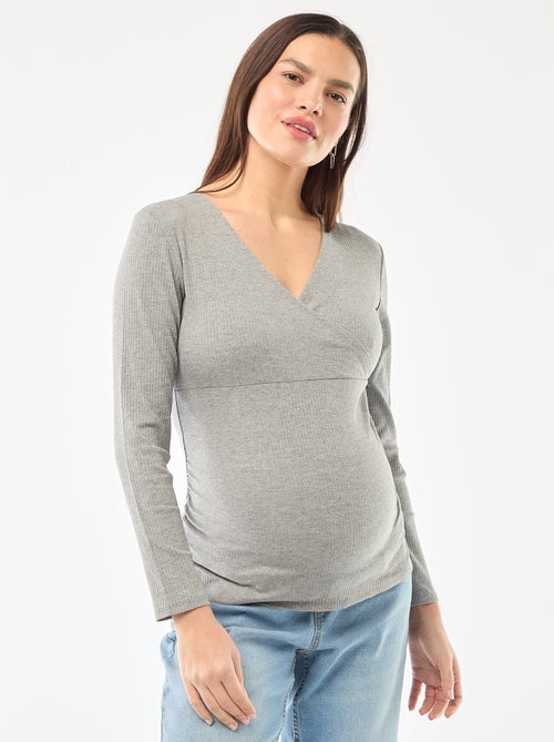 Borstvoedings-T-shirt van ribstof - Kiabi