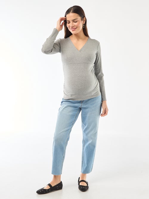 Borstvoedings-T-shirt van ribstof - Kiabi