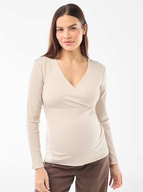 Borstvoedings-T-shirt van ribstof - Kiabi