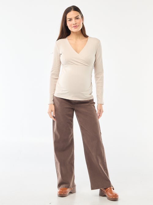 Borstvoedings-T-shirt van ribstof - Kiabi