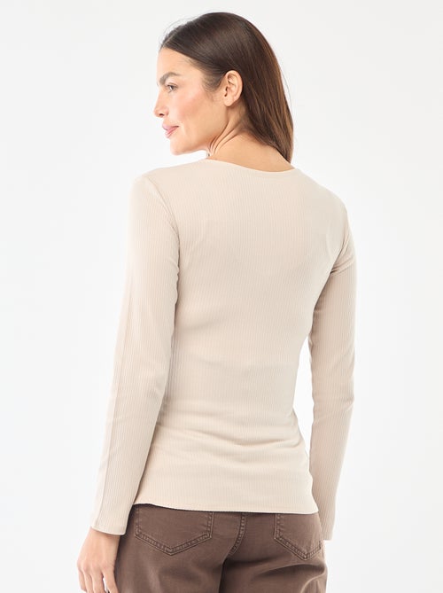 Borstvoedings-T-shirt van ribstof - Kiabi