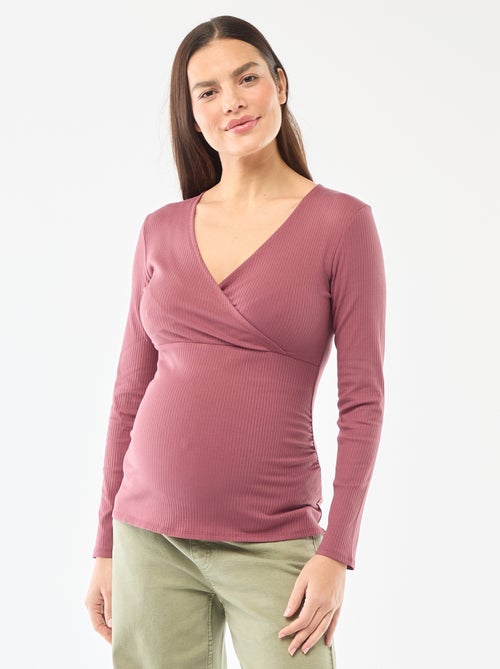 Borstvoedings-T-shirt van ribstof - Kiabi