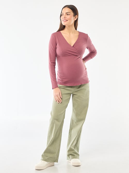 Borstvoedings-T-shirt van ribstof - Kiabi