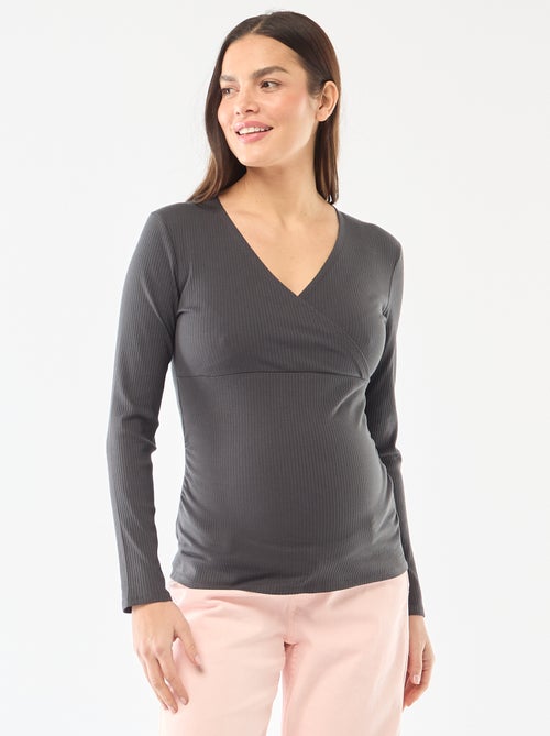 Borstvoedings-T-shirt van ribstof - Kiabi