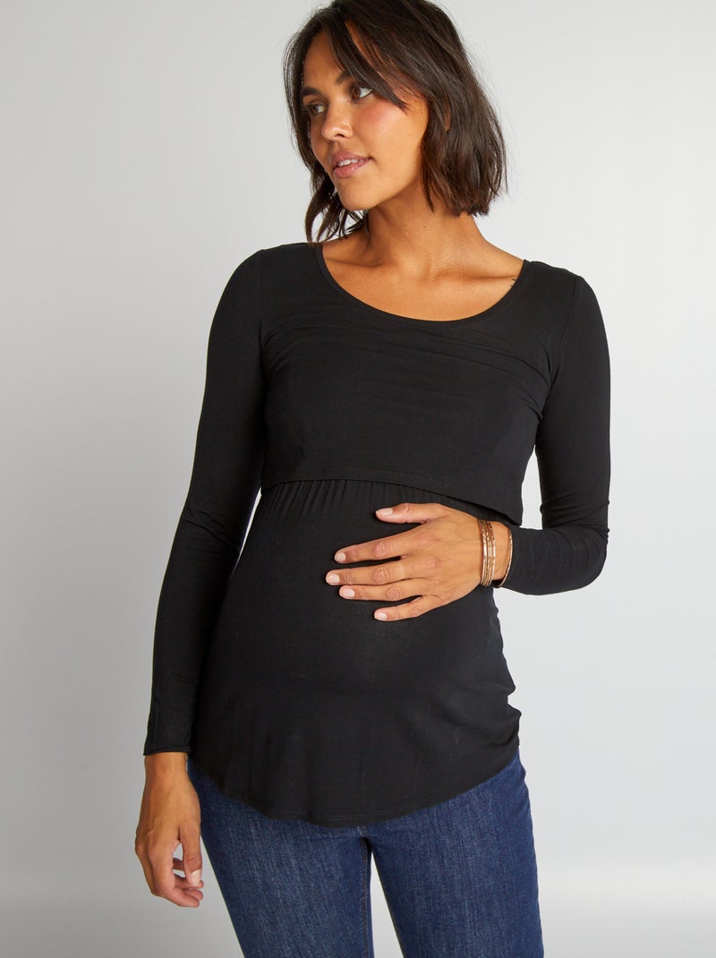 Borstvoedings-T-shirt ZWART - Kiabi