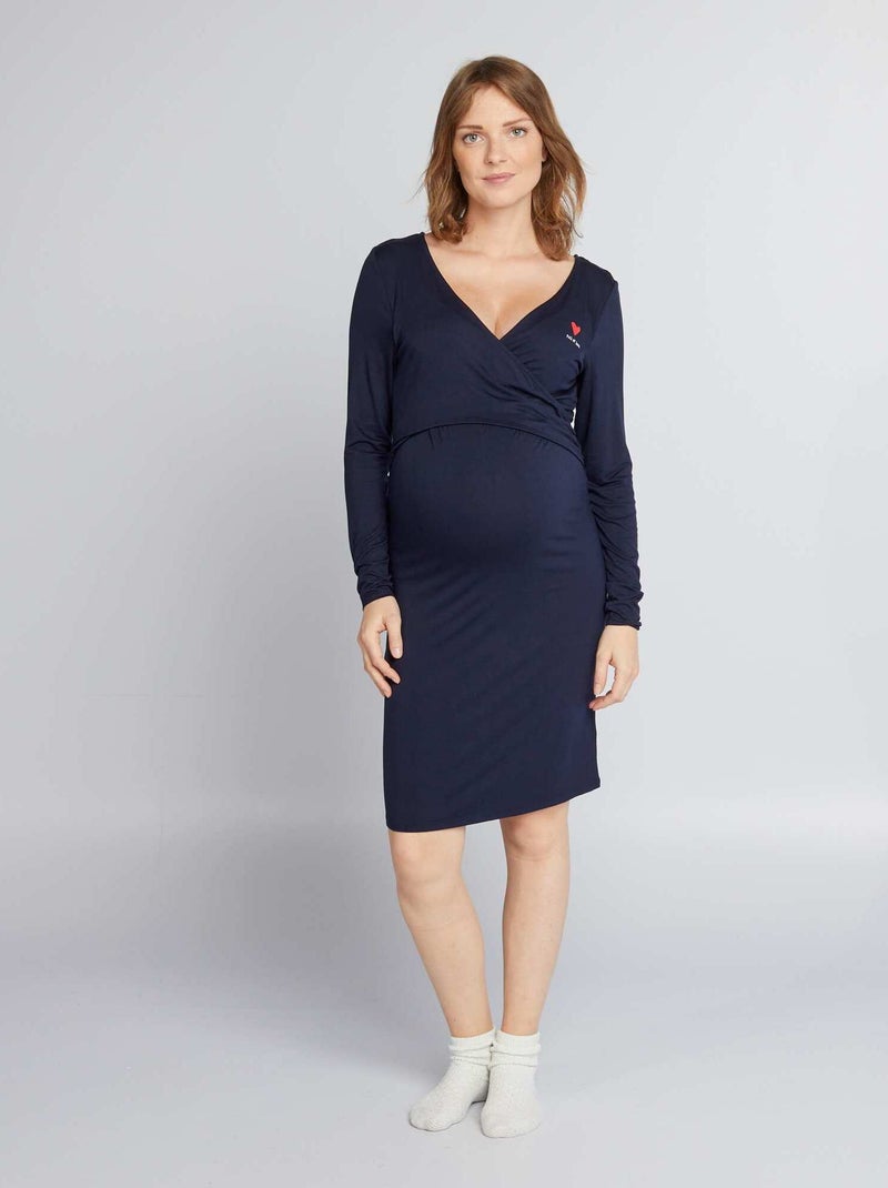 Borstvoedingsnachthemd BLAUW - Kiabi
