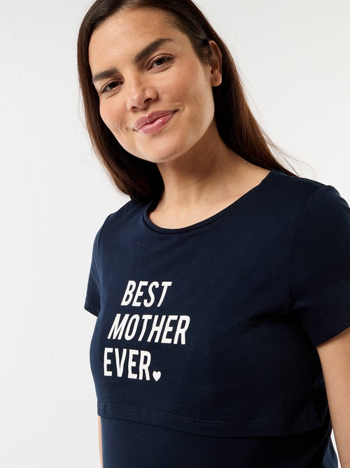 Borstvoedingsnachthemd met opschrift - Kiabi