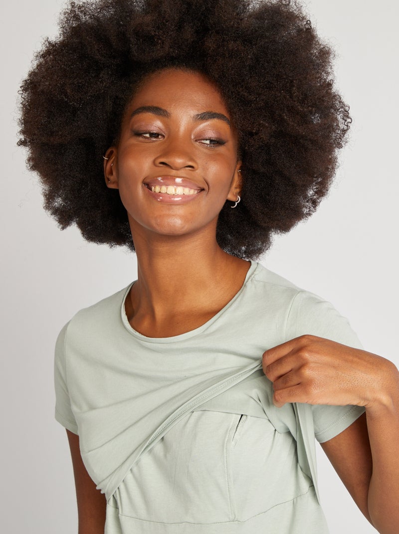 Borstvoedingsnachthemd met opschrift GROEN - Kiabi