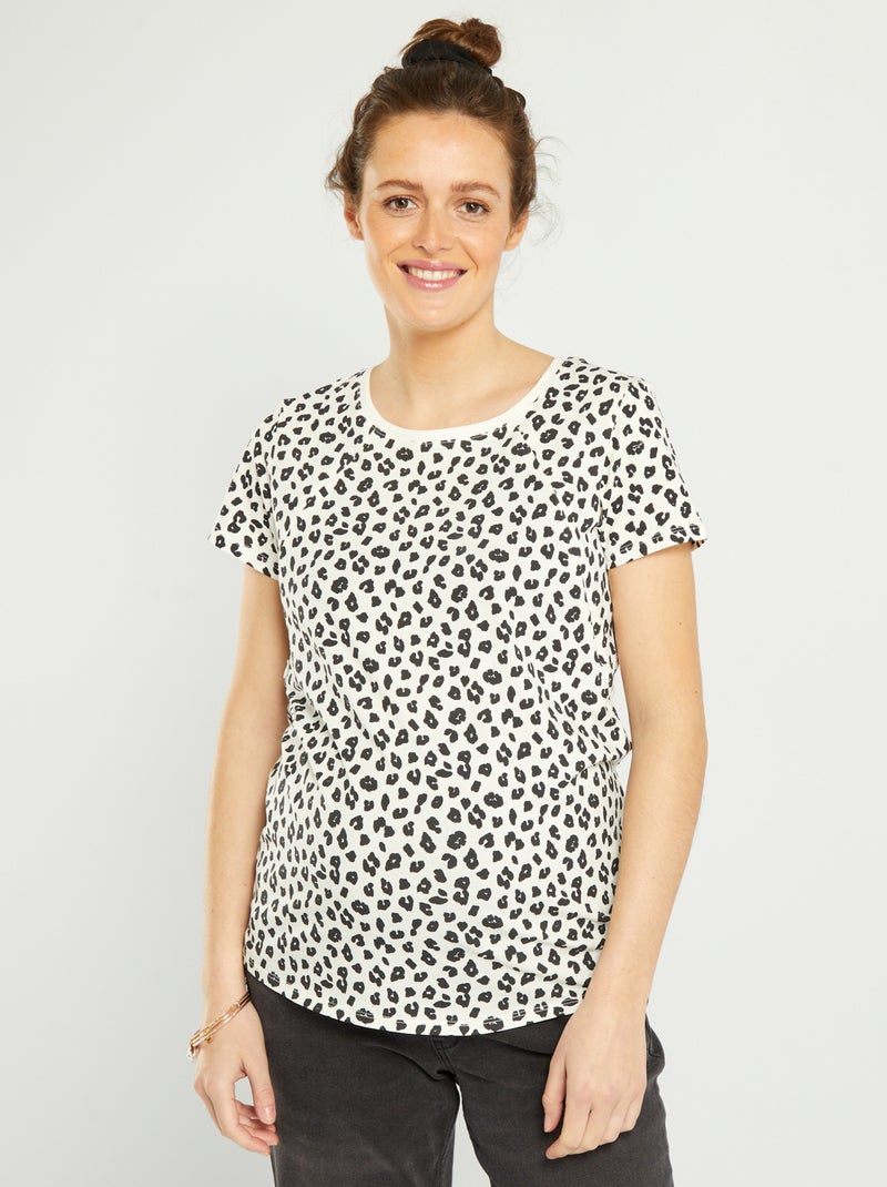 Borstvoedingsshirt met blinde ritsjes WIT - Kiabi