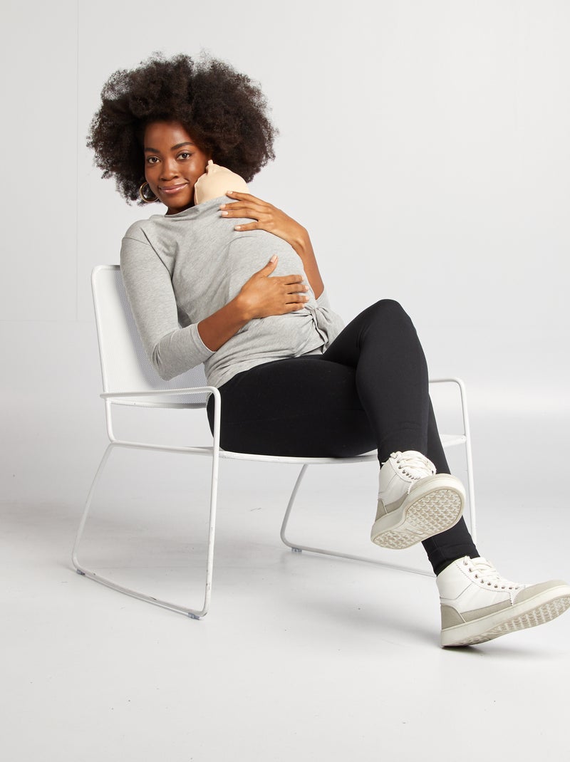 Borstvoedingsshirt met kangoeroezak GRIJS - Kiabi