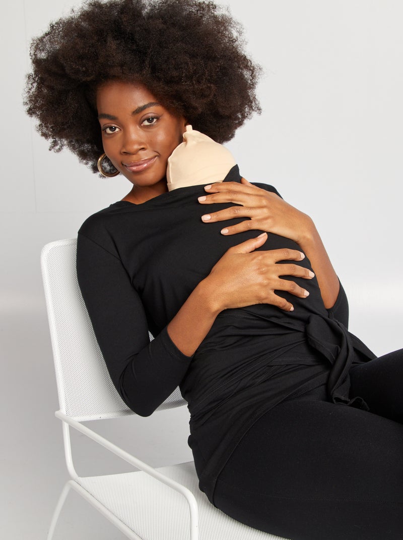 Borstvoedingsshirt met kangoeroezak zwart - Kiabi