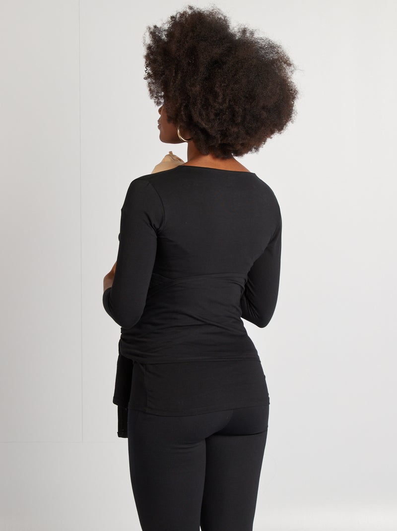 Borstvoedingsshirt met kangoeroezak zwart - Kiabi