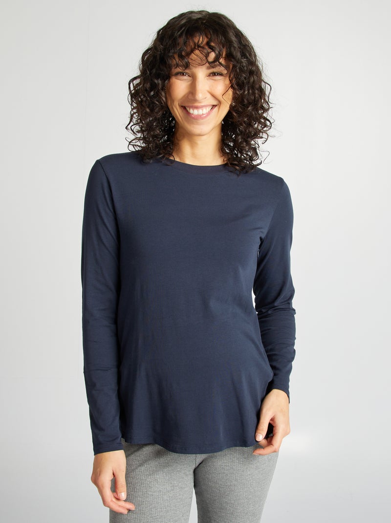 Borstvoedingsshirt met lange mouw BLAUW - Kiabi