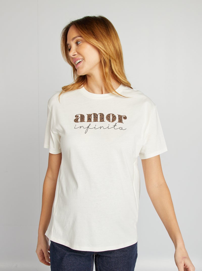Borstvoedingsshirt met print WIT - Kiabi