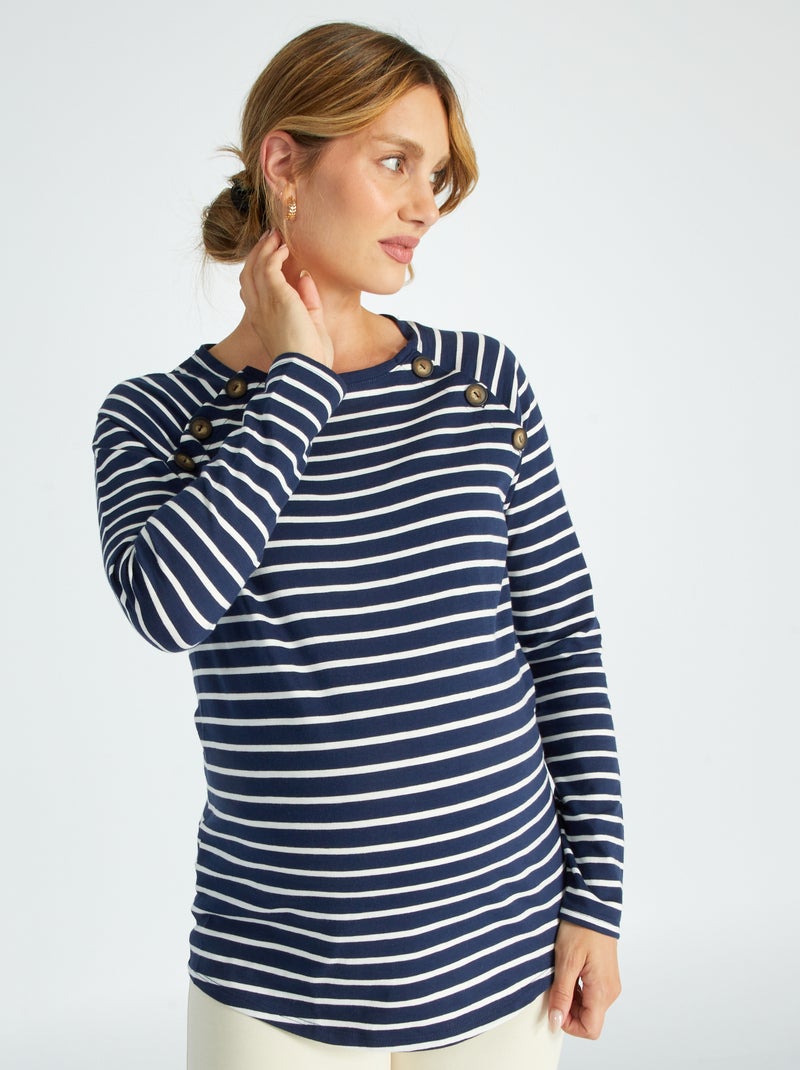 Borstvoedingsshirt met strepen BLAUW - Kiabi