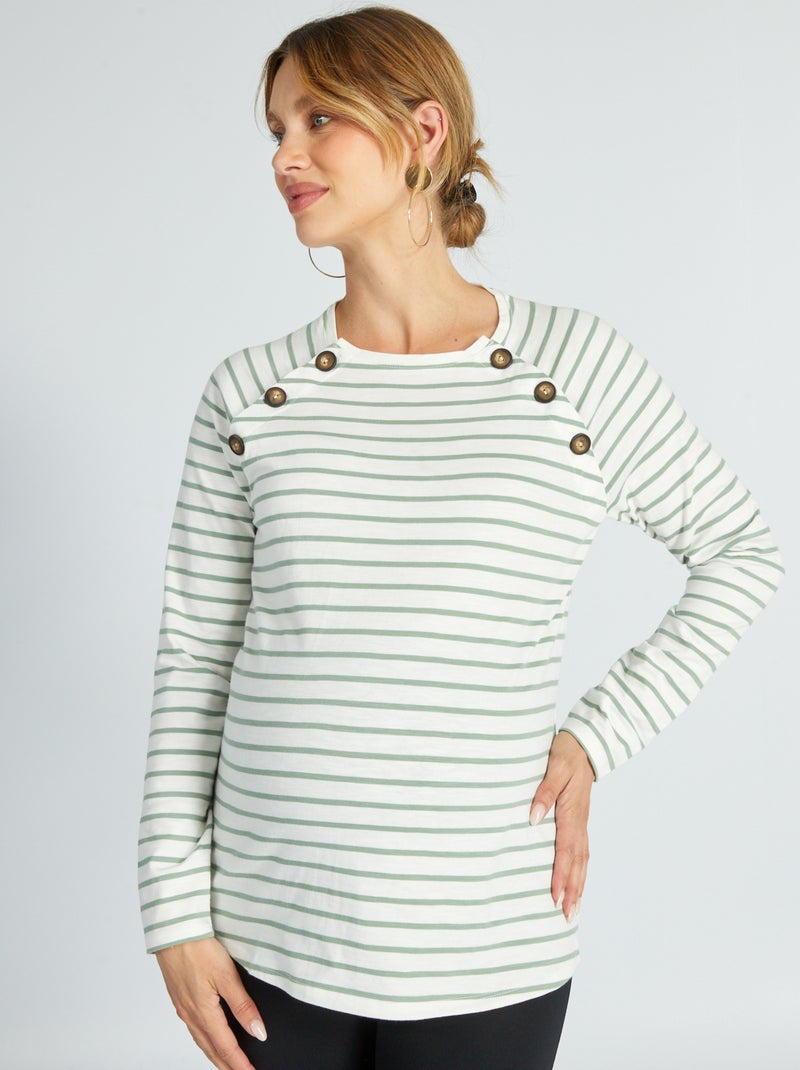 Borstvoedingsshirt met strepen WIT - Kiabi