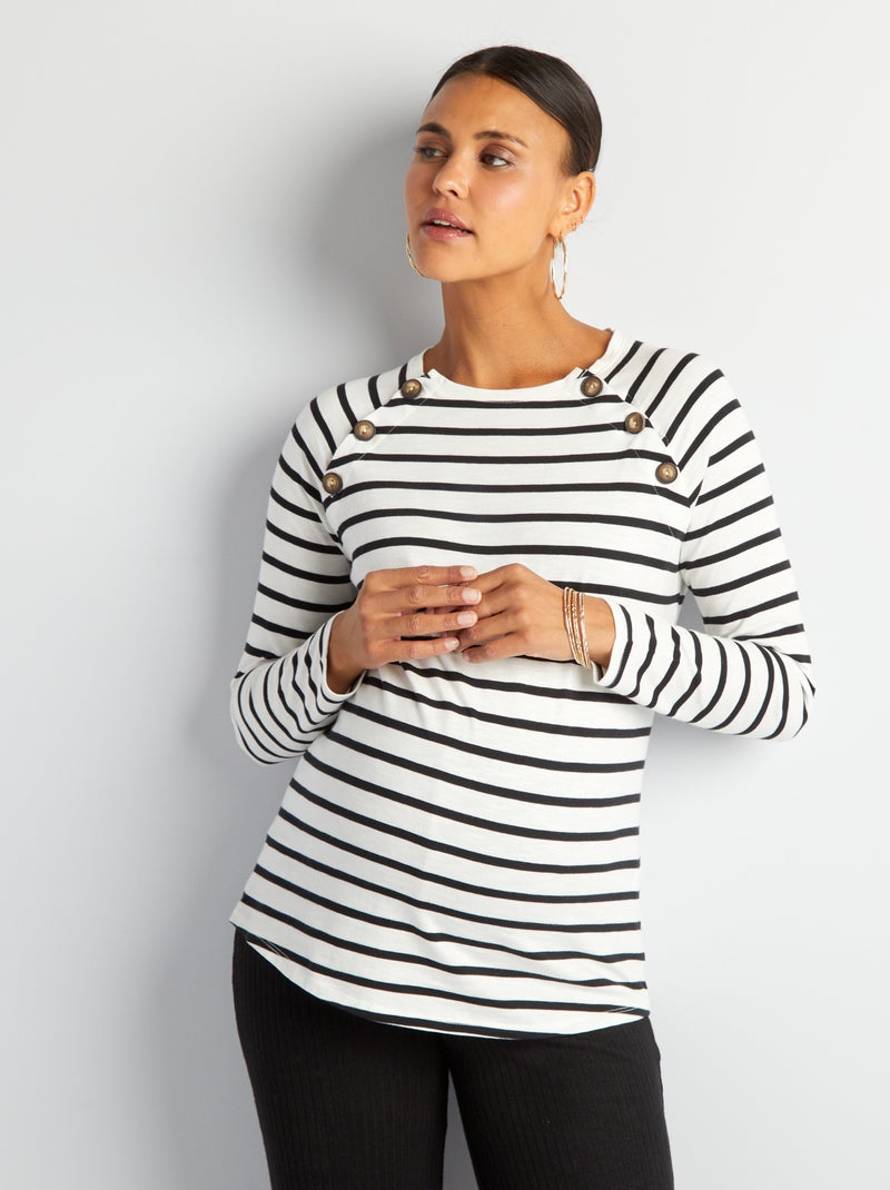 Borstvoedingsshirt met strepen WIT - Kiabi