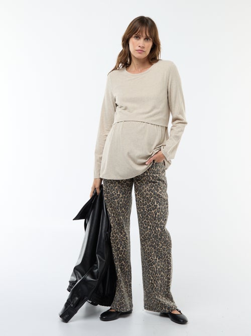 Borstvoedingsshirt van ribtricot - Kiabi