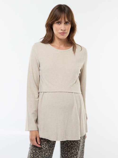 Borstvoedingsshirt van ribtricot - Kiabi