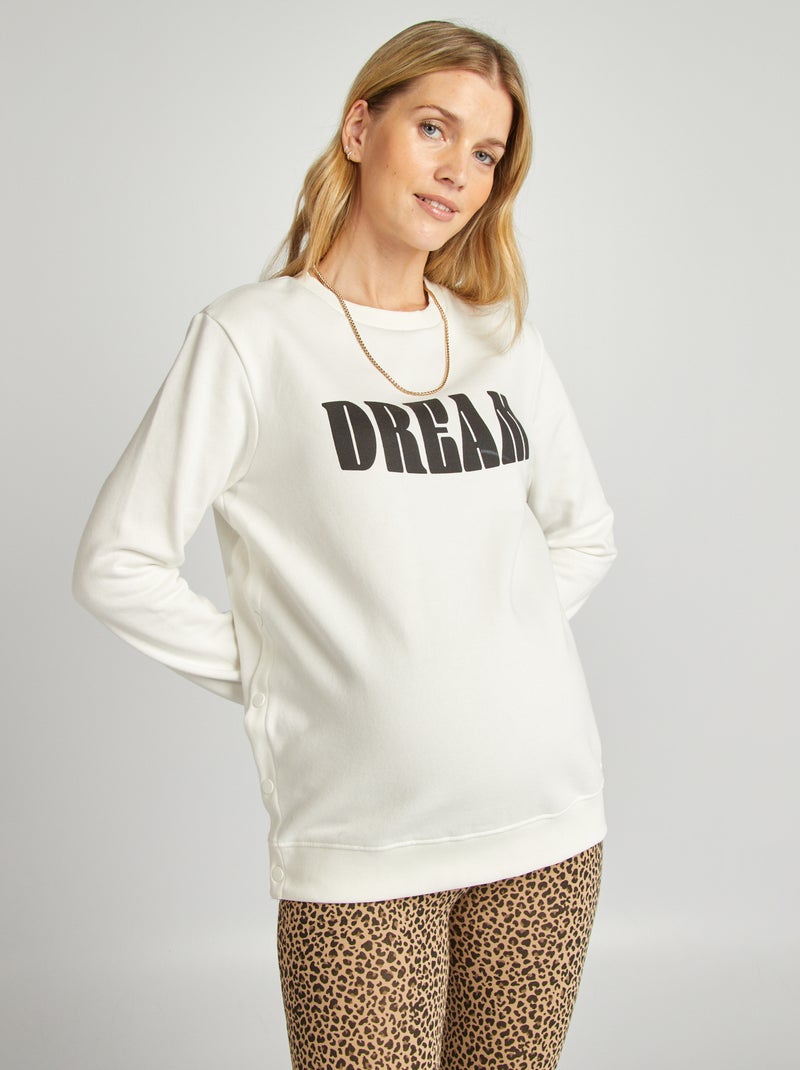 Borstvoedingssweater met drukknoopsluiting WIT - Kiabi
