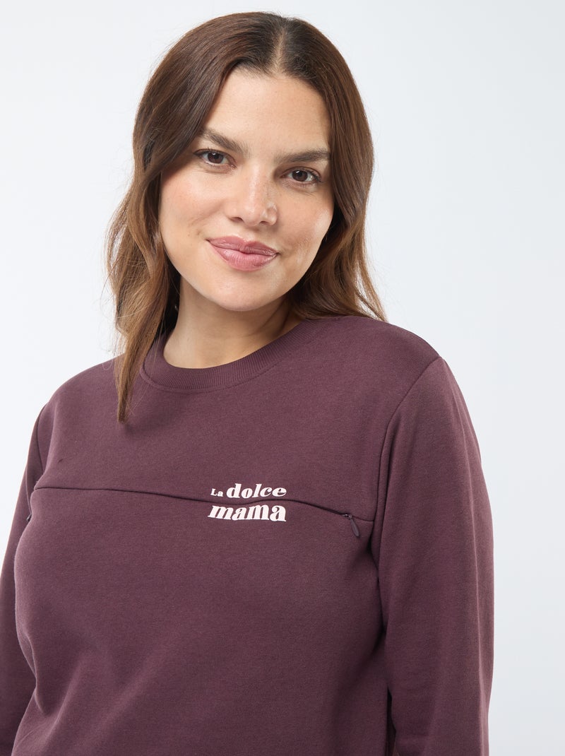 Borstvoedingssweater met opschrift Bruin - Kiabi