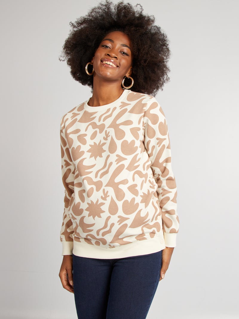 Borstvoedingssweater met print BIEGE - Kiabi