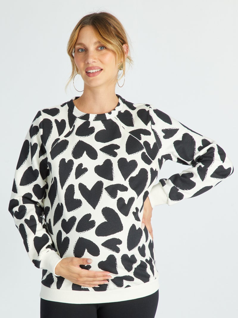 Borstvoedingssweater met ronde hals WIT - Kiabi