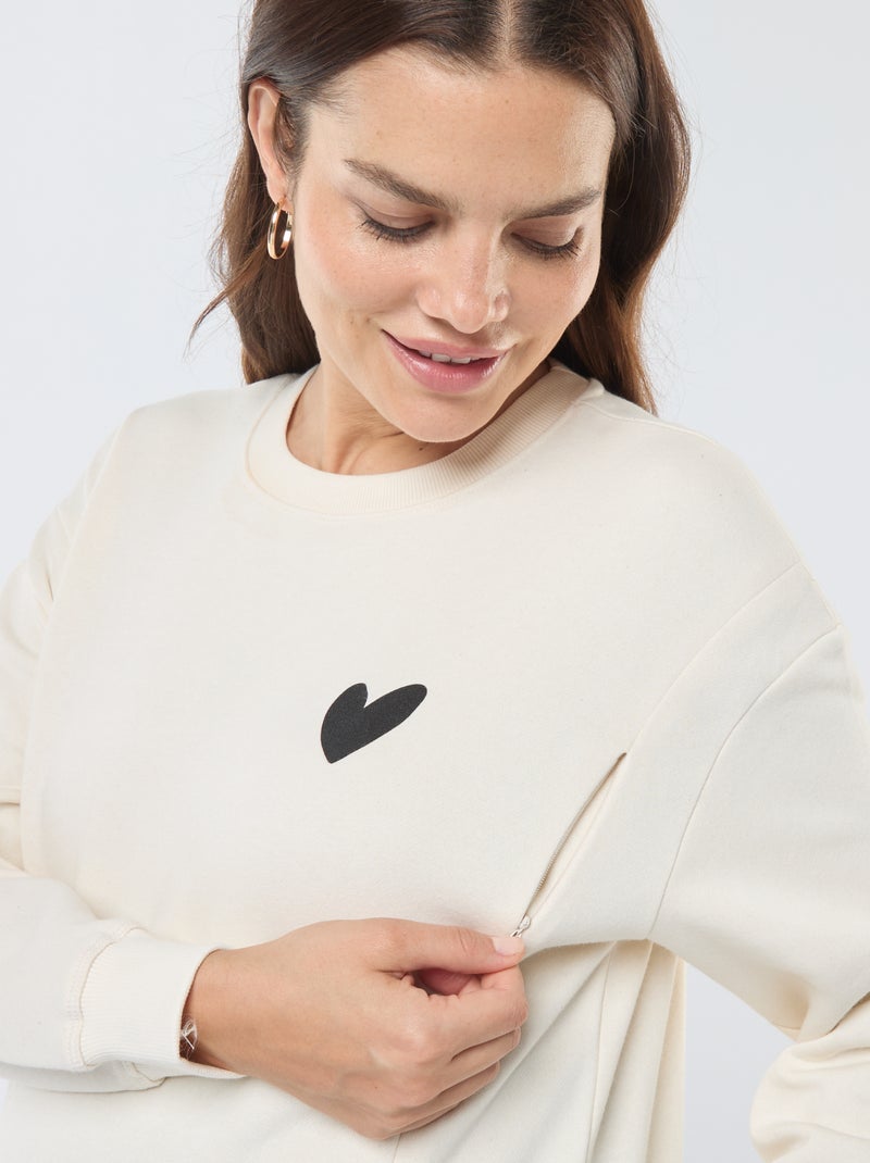 Borstvoedingssweater van joggingstof Biege - Kiabi