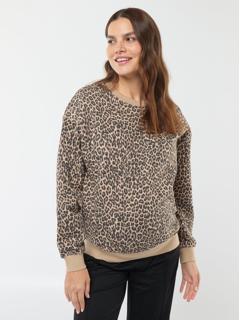 Borstvoedingssweater van joggingstof Biege - Kiabi