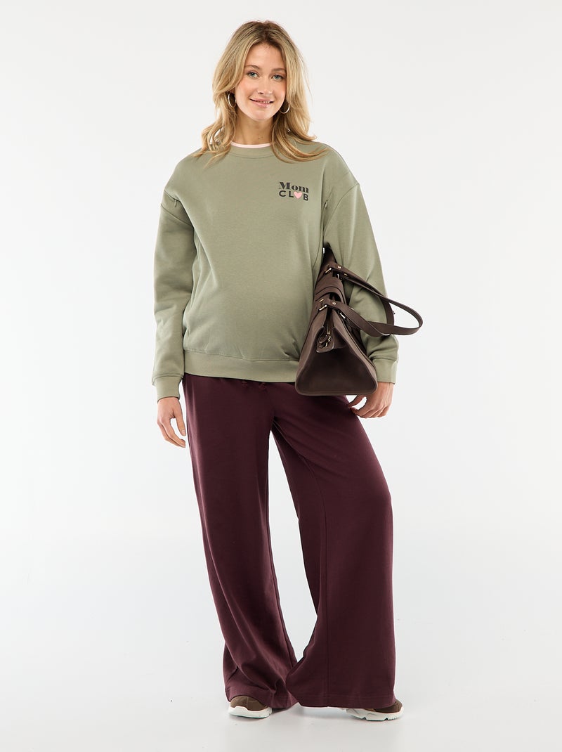 Borstvoedingssweater van joggingstof Kaki - Kiabi