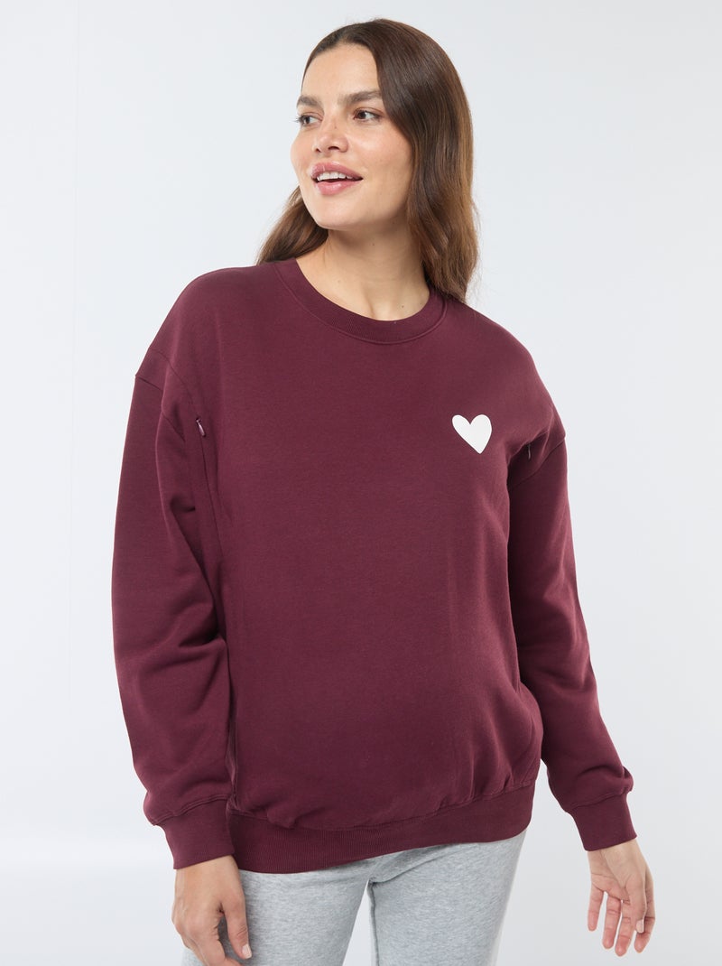 Borstvoedingssweater van joggingstof Rood - Kiabi